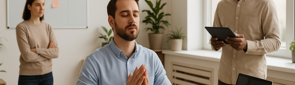 estres laboral hombre meditando oficina 2