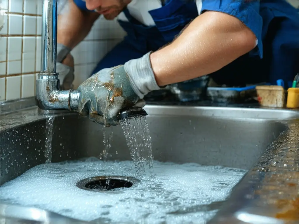 fontanero valencia arreglando tuberia atascada